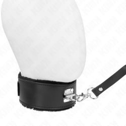 Kink - Collier Avec Ceinture 116 Cm Avec Bracelet En Cuir Noir Ajustable 40-48 Cm X 6 Cm